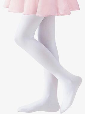 NWOT Girls' White Opaque Tights - Classic Everyday Stretch